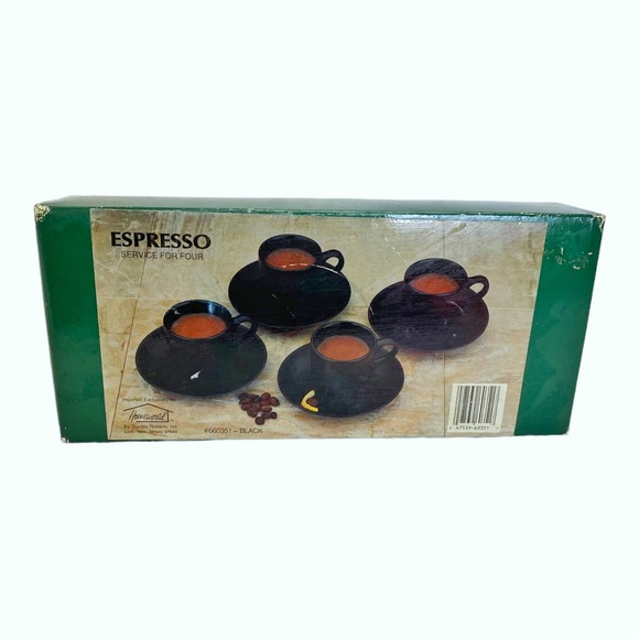 Espresso Cups & Saucers set of 4 Black - Picture 1 of 9